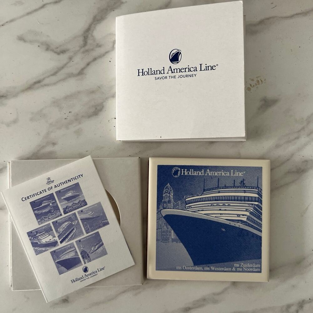 Holland America line limited edition 2 set of coasters handmade in Netherlands